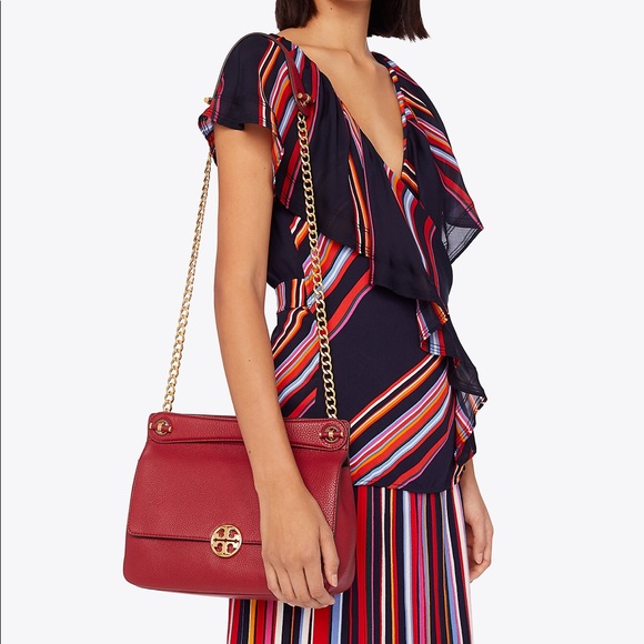 Tory Burch Chelsea flap Red shoulder bag NEW - Picture 2 of 8